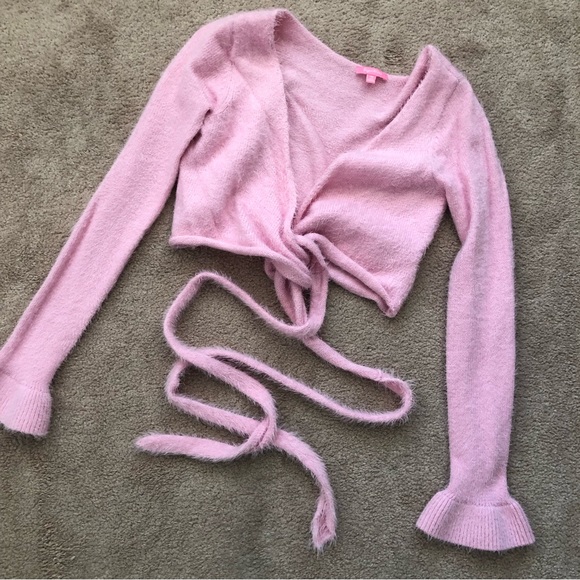 Baby Pink Ballerina Shrug Wrap Sweater Bolero - Picture 4 of 4